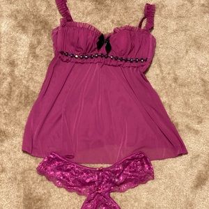 Baby doll lingerie with match crotchless panty